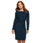 Women's Chaps Velvet Flocked Sheath Evening Dress, Size: 10, Blue (navy)