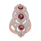 Garnet & 1/10 Carat T.w. Diamond Pink Rhodium-plated Sterling Silver 3-stone Ring, Women's, Size: 5, Red