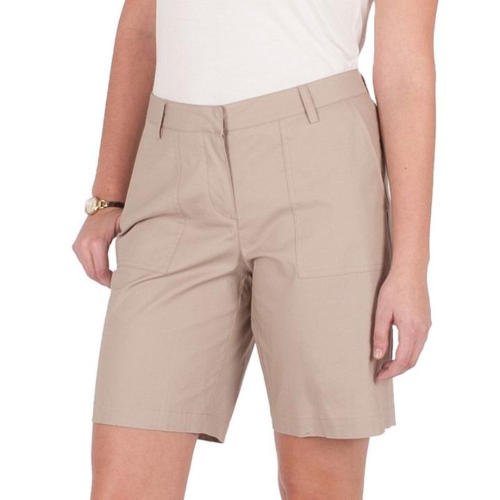 Women's Larry Levine Basic Twill Bermuda Shorts, Size: 12, Lt Beige