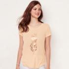 Women's Lc Lauren Conrad Slubbed Pineapple Graphic Tee, Size: Medium, Light Pink