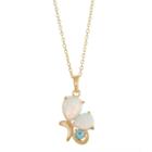 18k Gold Over Silver Swiss Blue Topaz & Lab-created White Opal Butterfly Pendant, Women's