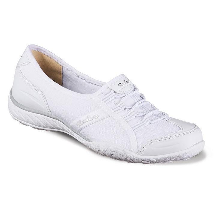 Skechers Relaxed Fit Breathe Easy Allure Women's Slip On Shoes, Girl's, Size: 10, White