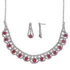 Crystal Allure Collar Necklace And Teardrop Earring Set, Women's, Size: 16.5, Pink