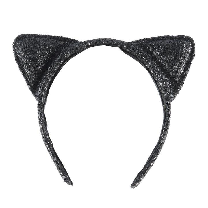 Girls 4-16 Glitter Cat Ears Headband, Black