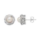 Simply Vera Vera Wang Sterling Silver Freshwater Cultured Pearl & Diamond Accent Swirl Stud Earrings, Women's, White