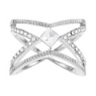 Brilliance Open X Ring With Swarovski Crystals, Women's, Size: 7, White