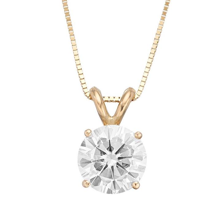 Forever Brilliant 1 1/2 Carat T.w. Lab-created Moissanite 14k Gold Pendant Necklace, Women's, Size: 18, White