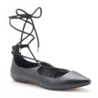 Chelsea & Zoe Alpha Women's Lace-up Ballet Flats, Girl's, Size: 8.5, Black