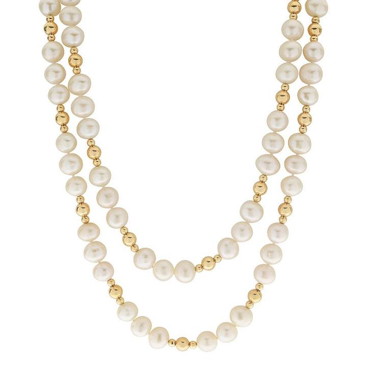 Pearlustre By Imperial 14k Gold Filled Freshwater Cultured Pearl Beaded Long Double Strand Necklace, Women's, Size: 36, White