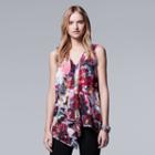 Women's Simply Vera Vera Wang Print Ruffle Top, Size: Medium, Light Blue