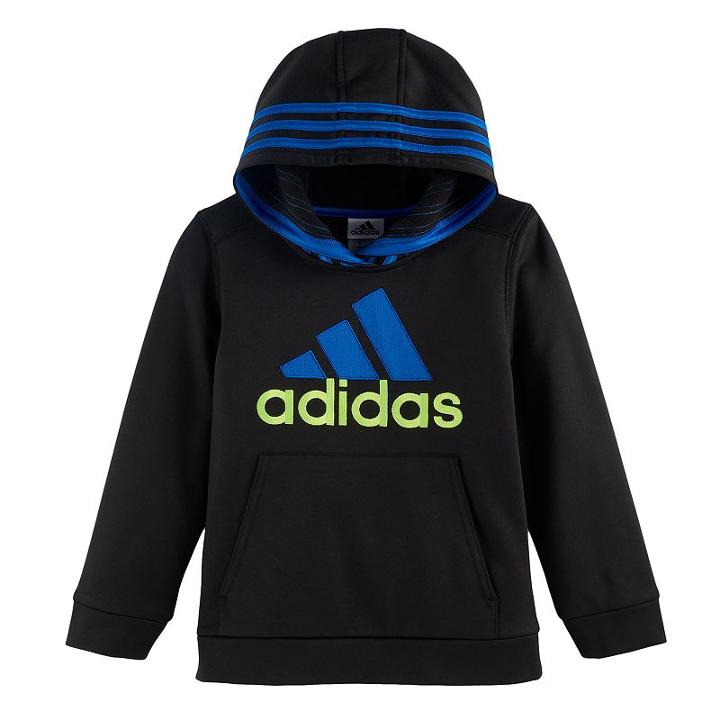 Boys 4-7x Adidas Logo Graphic Hooded Pullover, Size: 5, Black