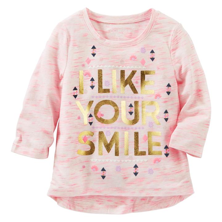 Girls 4-8 Oshkosh B'gosh&reg; Free Hugs Space-dye Tee, Size: 5, Light Grey