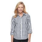 Caribbean Joe Women's Cotton Long Sleeve Shirt, Size: Large, Dark Blue