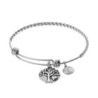 Love This Life Family Tree Charm Twist Bangle Bracelet, Women's, Size: 8, Grey