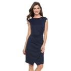 Women's Suite 7 Asymmetrical Faux-wrap Dress, Size: 14, Blue (navy)
