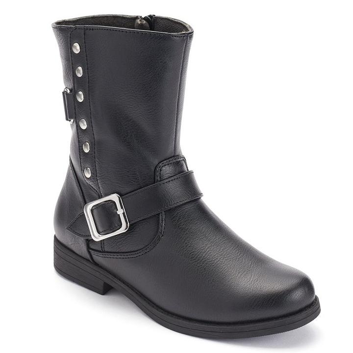 Rachel Shoes Morgan Girls' Moto Boots, Girl's, Size: Medium (3), Black