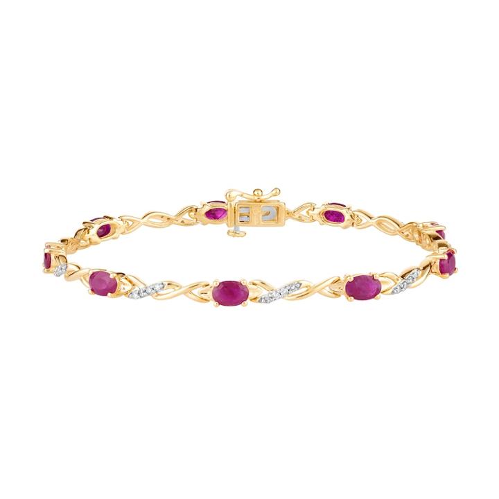 10k Gold Ruby 1/3 Carat T.w. Diamond Double Infinity Link Bracelet, Women's, Size: 7.5, Red