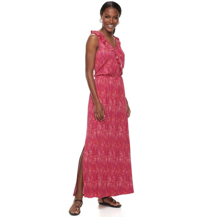 Women's Apt. 9&reg; Ruffle Maxi Dress, Size: Small, Dark Pink
