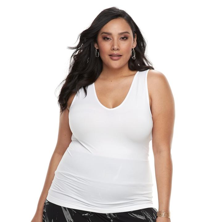 Plus Size Apt. 9&reg; Essential Reversible Seamless Tank, Women's, Size: 1xl, White