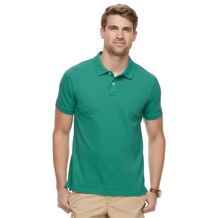 Men's Sonoma Goods For Life&trade; Flexwear Classic-fit Stretch Pique Polo, Size: Medium, Med Green