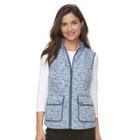 Women's Croft & Barrow&reg; Zip-up Quilted Vest, Size: Small, Blue (navy)