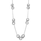 Long Gray Seed Bead Circle Link Station Necklace, Women's, Grey