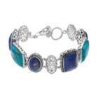 Sterling Silver Lapis Lazuli & Simulated Turquoise Toggle Bracelet, Women's, Green