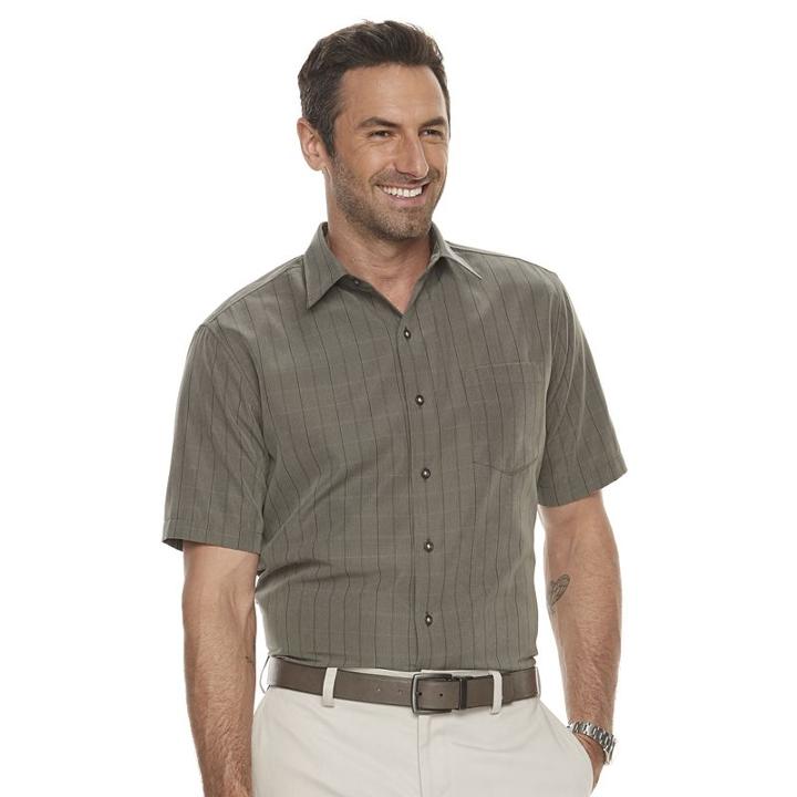 Men's Croft & Barrow&reg; Classic-fit Microfiber Easy-care Button-down Shirt, Size: Small, Dark Green