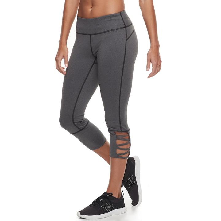 Women's Tek Gear&reg; Lattice Hem Capri Leggings, Size: Medium, Turquoise/blue (turq/aqua)