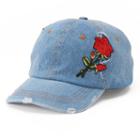 Women's Mudd&reg; Rose Applique Denim Baseball Cap, Dark Blue