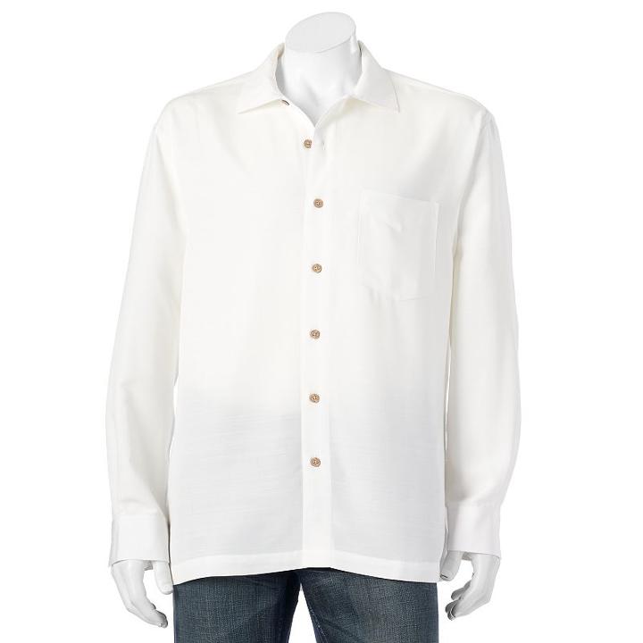 Men's Batik Bay Solid Easy-care Casual Button-down Shirt, Size: Xl, Natural
