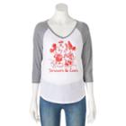 Disney's Juniors' Mickey & Minnie Mouse Forever Raglan Graphic Tee, Girl's, Size: Medium, White Oth