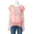 Women's French Laundry Embroidered High-low Tee, Size: Xl, Brown Over
