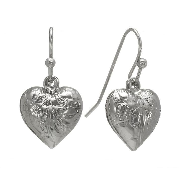 1928 Heart Drop Earrings, Women's, Grey