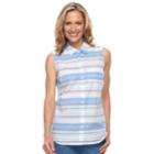 Women's Croft & Barrow&reg; Print Sleevless Button-front Shirt, Size: Xl, Light Blue