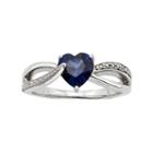 Lab-created Blue Sapphire And Diamond Accent Sterling Silver Heart Bypass Ring, Women's, Size: 6