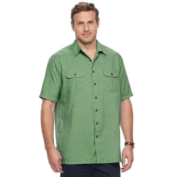 Big & Tall Croft & Barrow&reg; Classic-fit Quick-dry Outdoor Button-down Shirt, Men's, Size: L Tall, Med Green