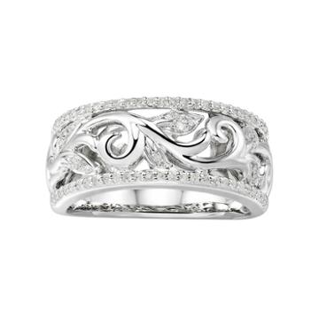 Promise Love Forever Sterling Silver 1/5 Carat T.w. Diamond Filigree Ring, Women's, Size: 7, White