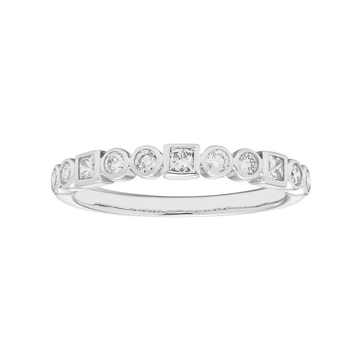 14k White Gold 1/3 Carat T.w. Diamond Stack Ring, Women's, Size: 5