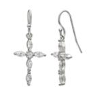 Primrose Sterling Silver Cubic Zirconia Cross Drop Earrings, Women's, White