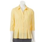Petite Dana Buchman Pleated Peplum Shirt, Women's, Size: L Petite, Med Yellow