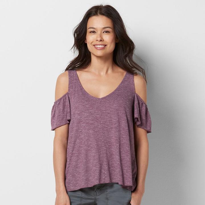 Petite Sonoma Goods For Life&trade; Cold-shoulder Tie-dye Tee, Women's, Size: S Petite, Med Purple