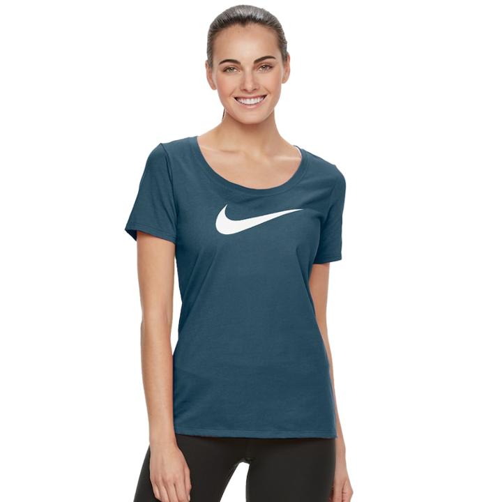 Women's Nike Swoosh Short Sleeve Graphic Tee, Size: Small, Blue Other