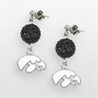 University Of Iowa Hawkeyes Sterling Silver Crystal Linear Drop Earrings, Women's, Black