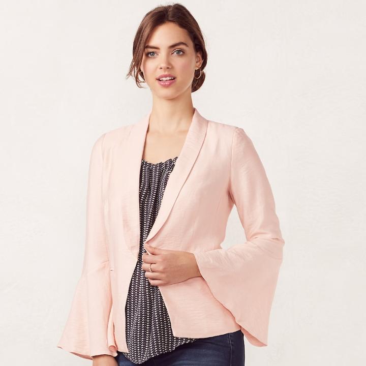 Women's Lc Lauren Conrad Flare Blazer, Size: 10, Lt Beige