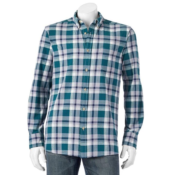 Men's Sonoma Goods For Life&trade; Jaspe Modern-fit Button-down Shirt, Size: Xxl, Dark Green
