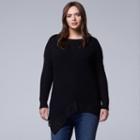 Plus Size Simply Vera Vera Wang Asymmetrical Lace Sweater, Women's, Size: 0x, Black