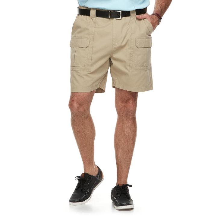 Big & Tall Croft & Barrow&reg; Relaxed-fit Side-elastic Twill Cargo Shorts, Men's, Size: 52, Med Beige