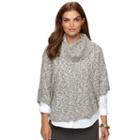 Women's Chaps Marled Crop Sweater Poncho, Size: S-m, Grey