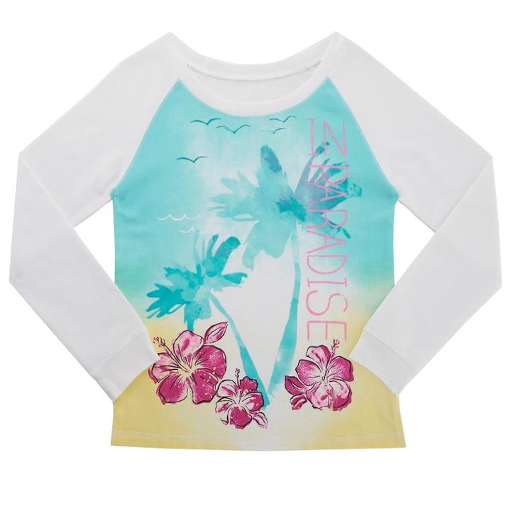 Girls 4-6x French Toast Tropical French Terry Tee, Size: 4, White